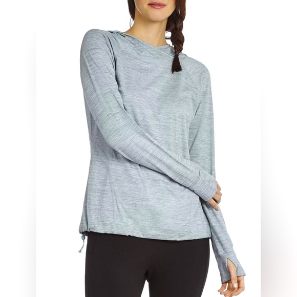 Danskin Tops - DANSKIN NWOT WOMEN’S SOFT TOUCH LONG SLEEVE TUNIC W/HOODIE IN LT BLUE SZ L